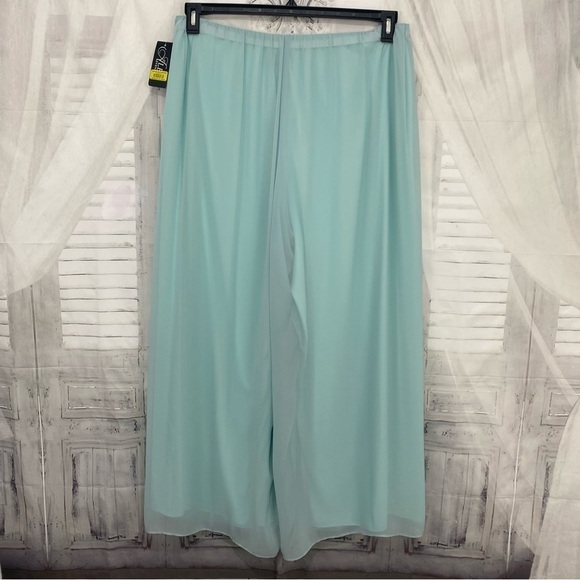 Alex Evenings Size 1X Plus Mint Green Chiffon Overlay Wide Leg Pants Formal NWT - Picture 7 of 9